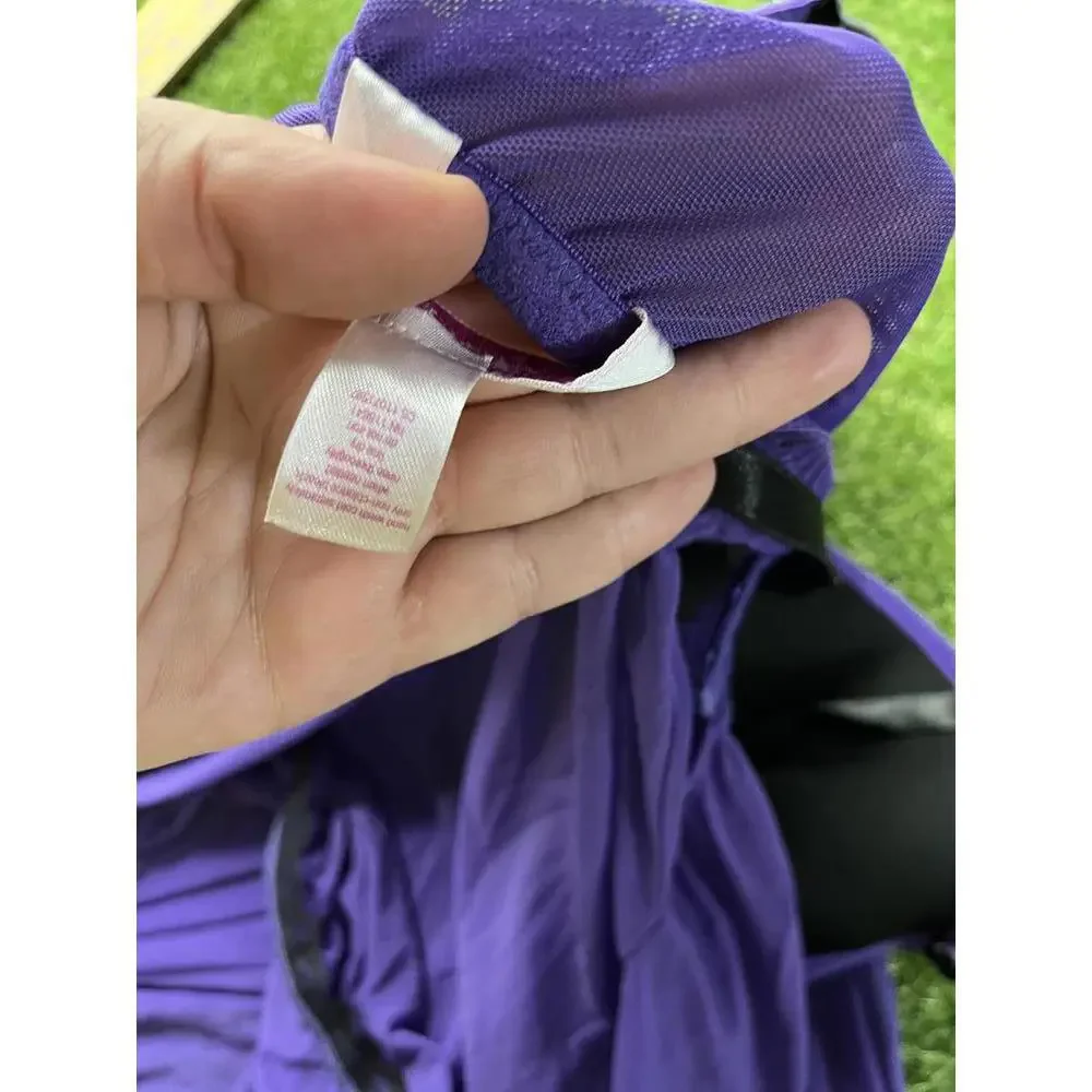 Caciquie 22/24 Camisole Nighty Purple‎ and Black Lace Trim Nightgown